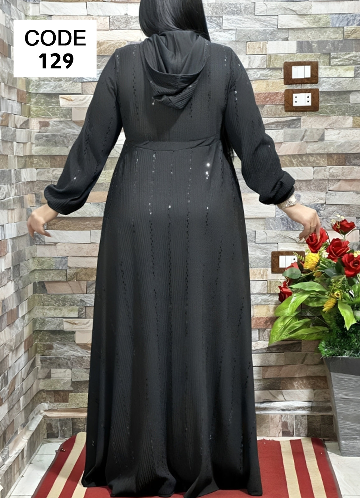 عباية خليجي سوداء حرير خروج حريمى كود 1290