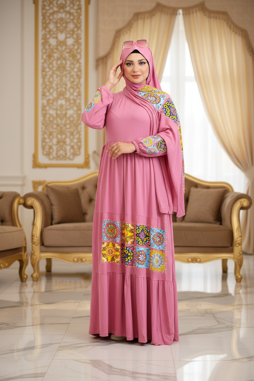 فستان محجبات قطن كود 022
