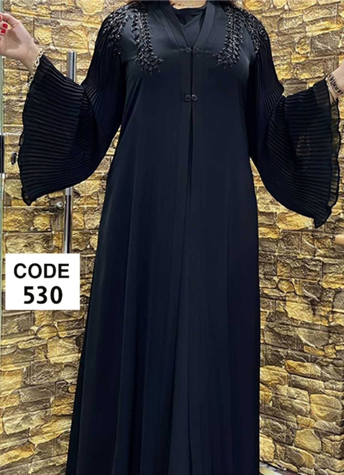 عباية خليجي سوداء حرير خروج حريمى كود 530