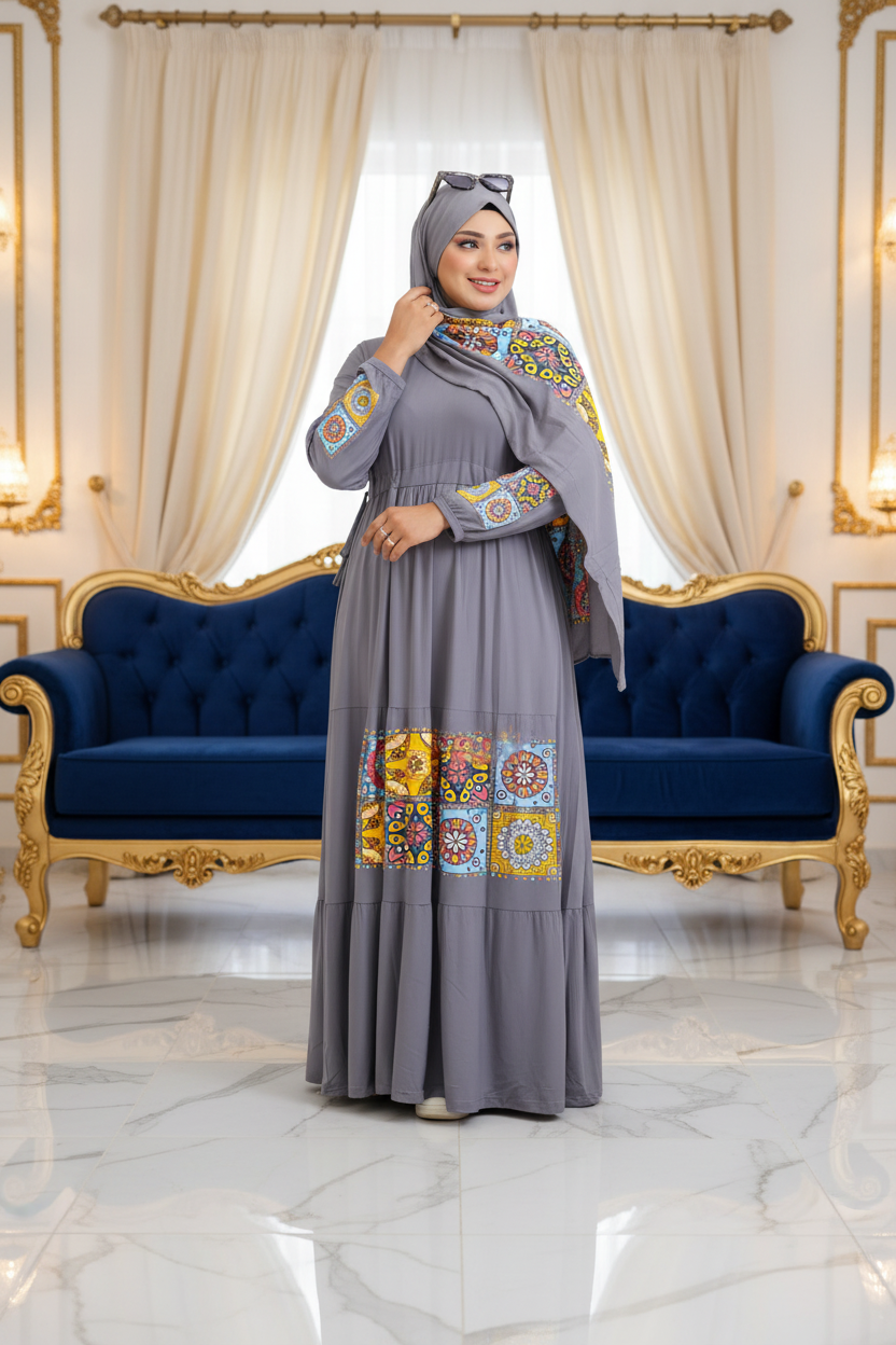 فستان محجبات قطن كود 022