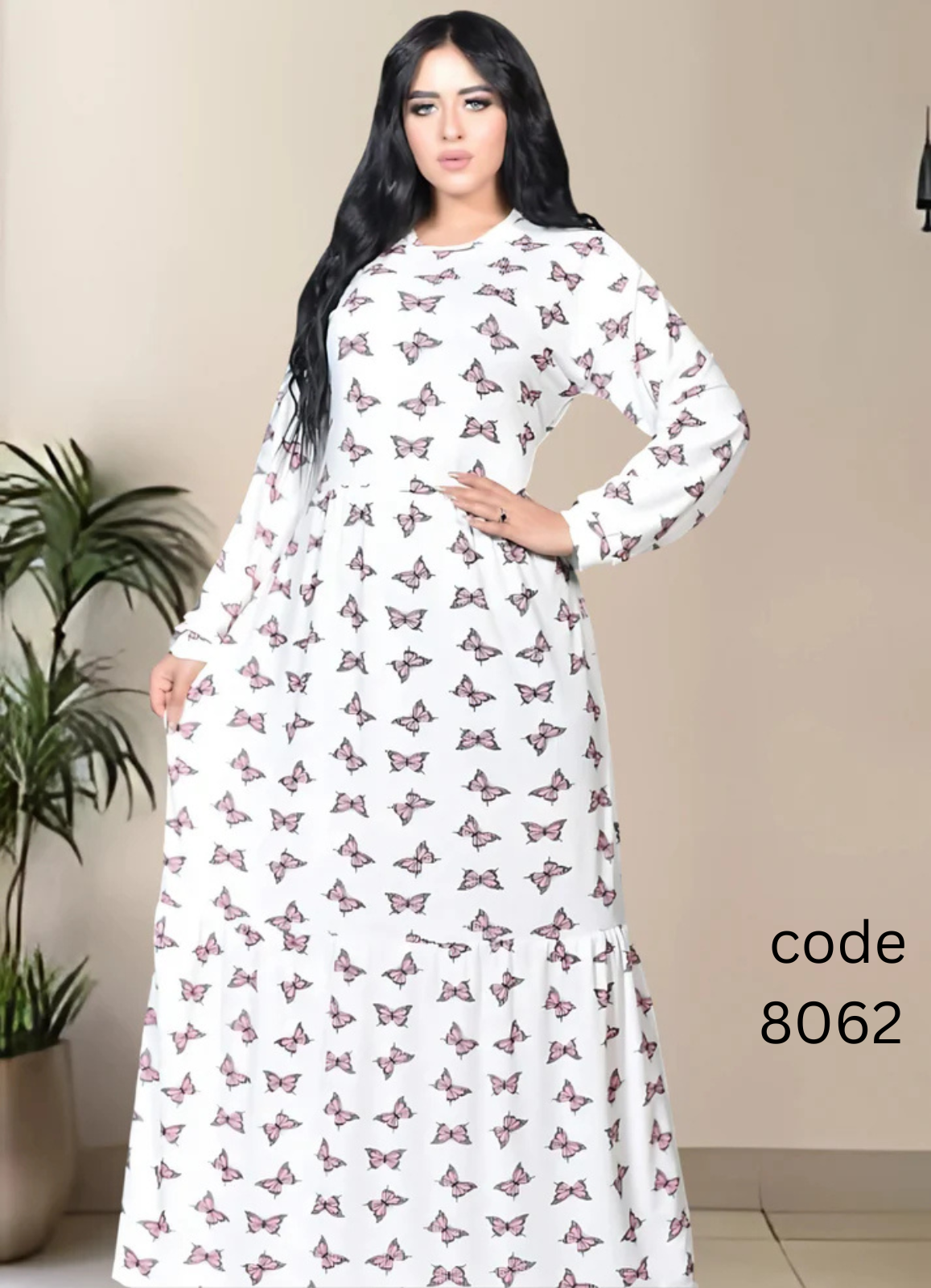 8062 عبايه استقبال قطن شكل كود