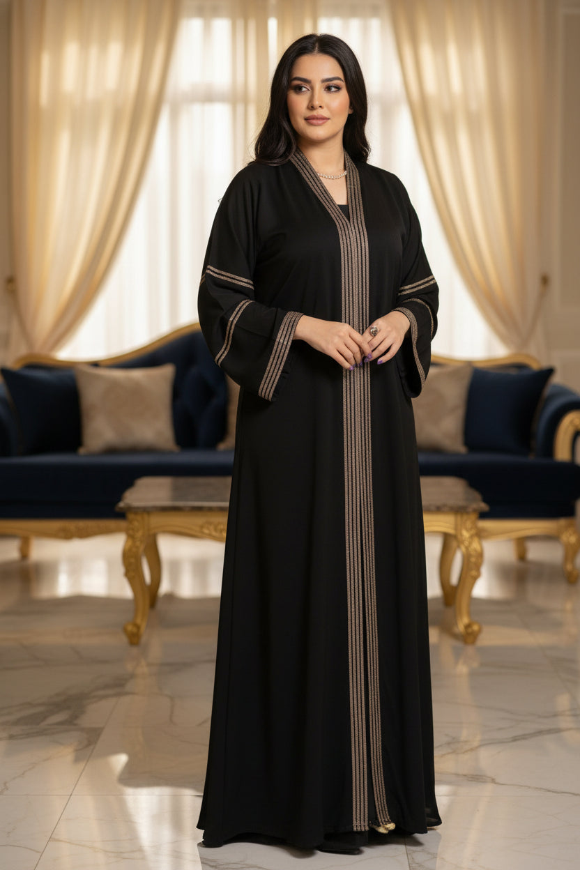 عباية خليجي سوداء حرير خروج حريمى كود 129