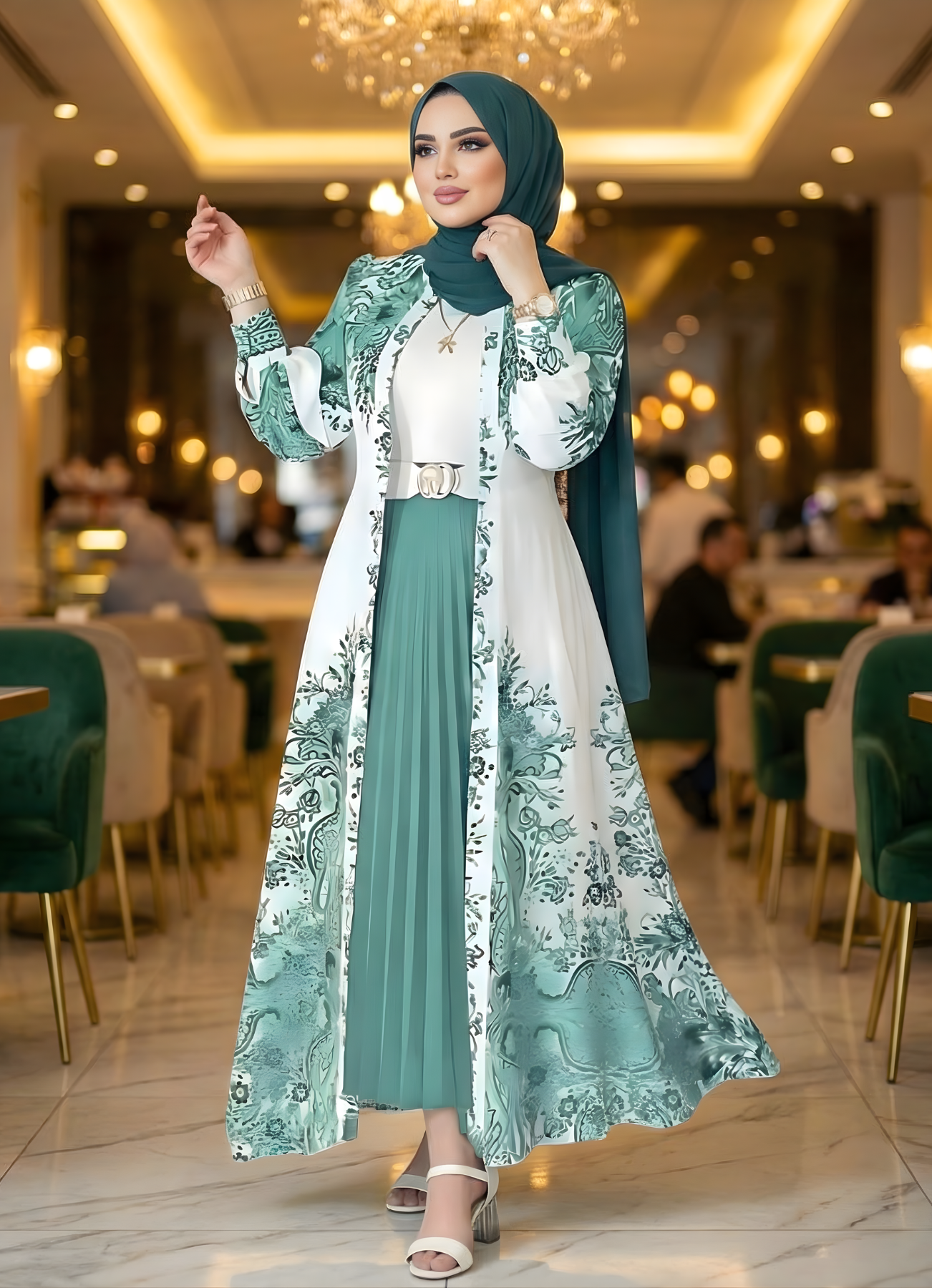 طقم خروج محجبات 4 قطعة حريمى كود 3044