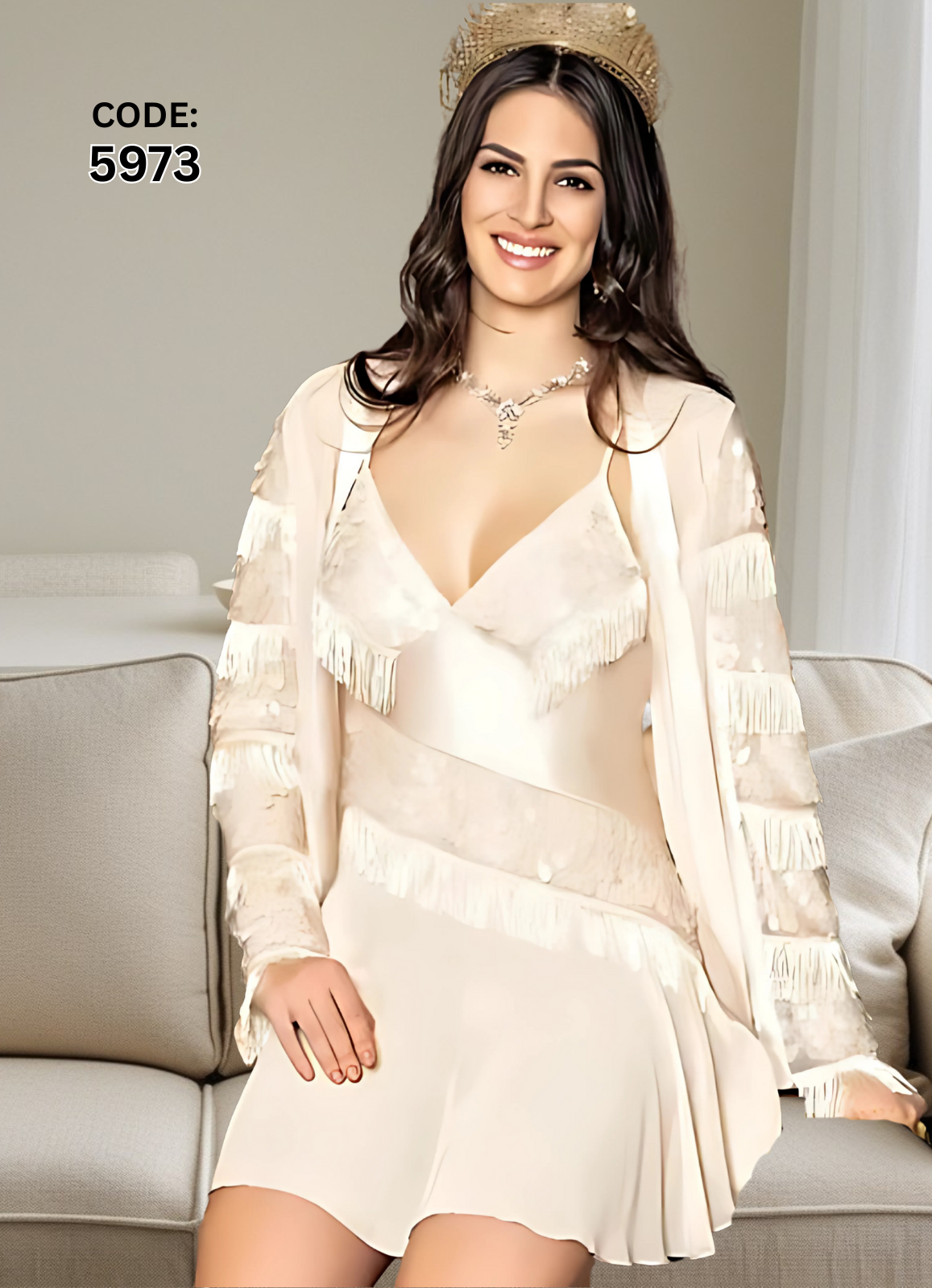 5973 لانجرى تركي ساتان قصير بروب