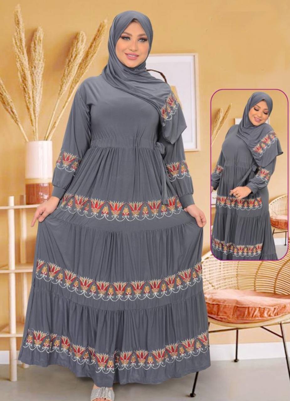 M S Y من S100 فستان محجبات رمادي