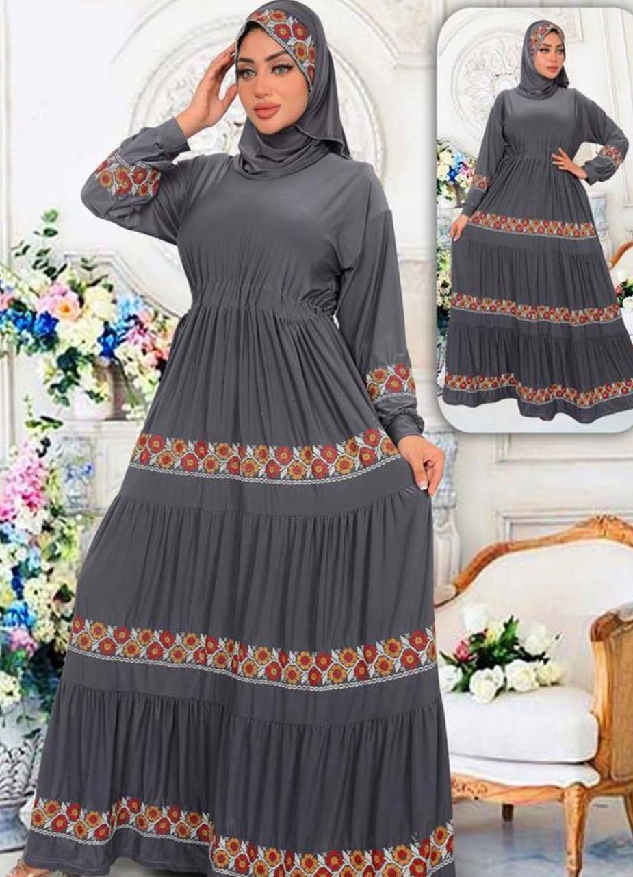 M S Y من S103 فستان محجبات رمادي