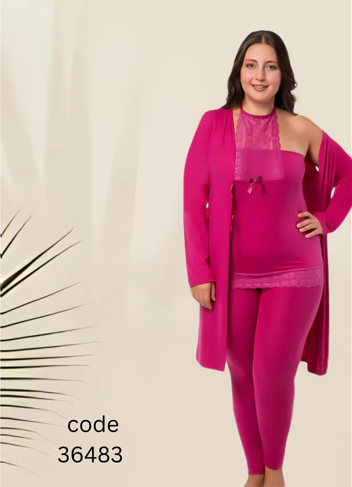 بيجامة نسائي 3 قطع كود 36483 تركي