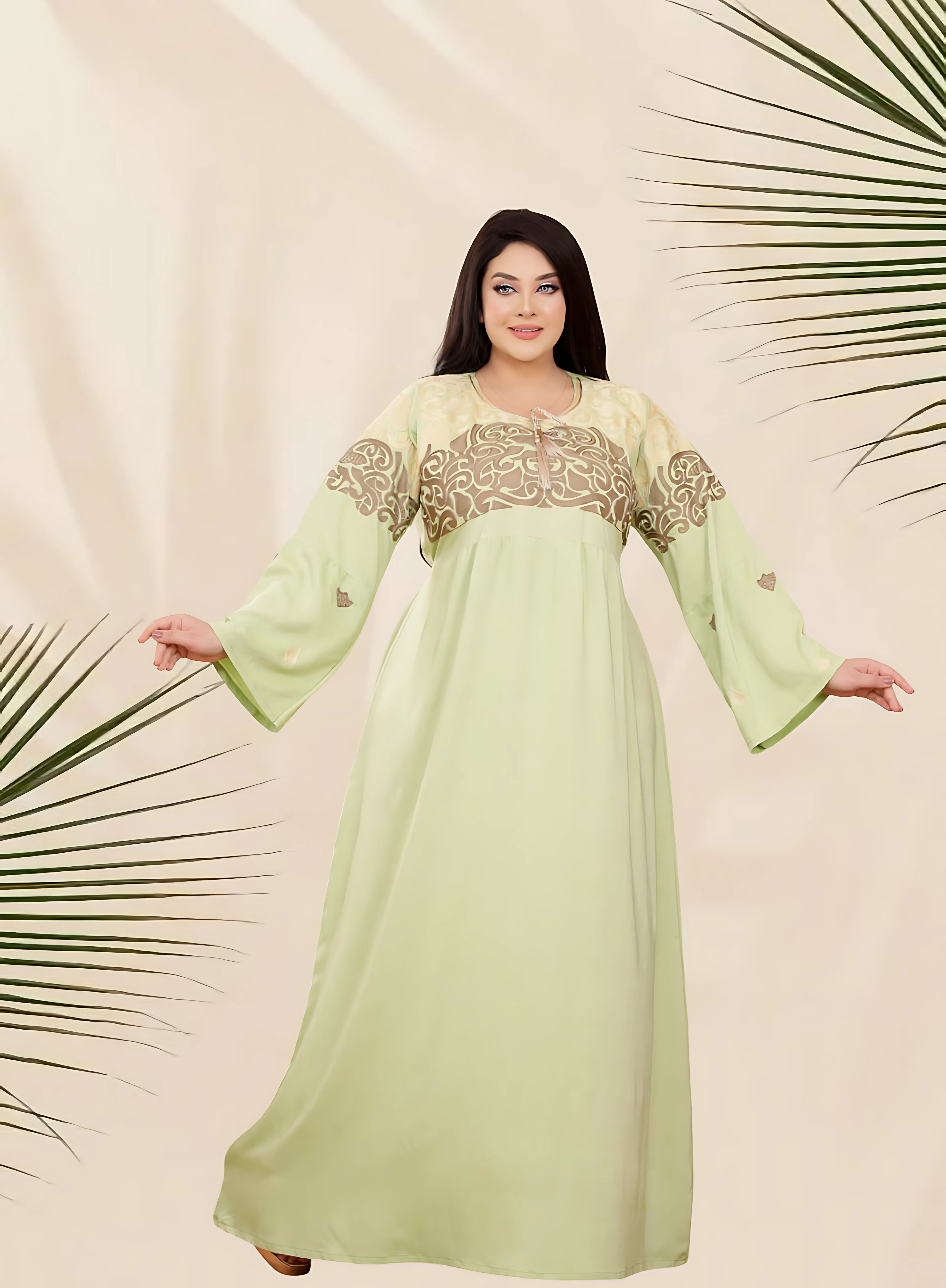 A1049 عبايه استقبال كتان كود