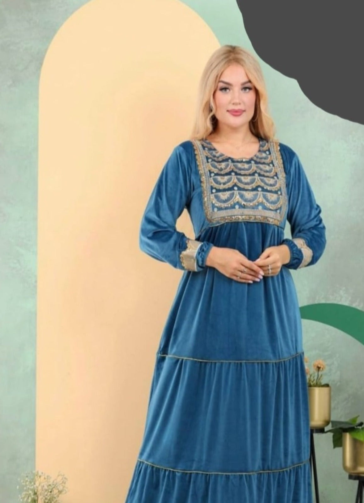 عباية بيتي شتوي قطيفة 6040