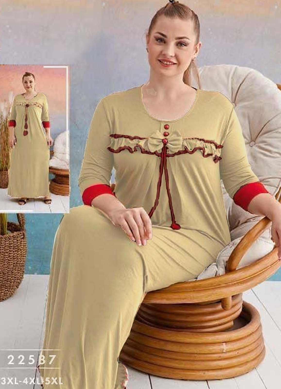 عبايه منزلي بيج سايز تركي لون بيج صيفي 22537 من لبسي