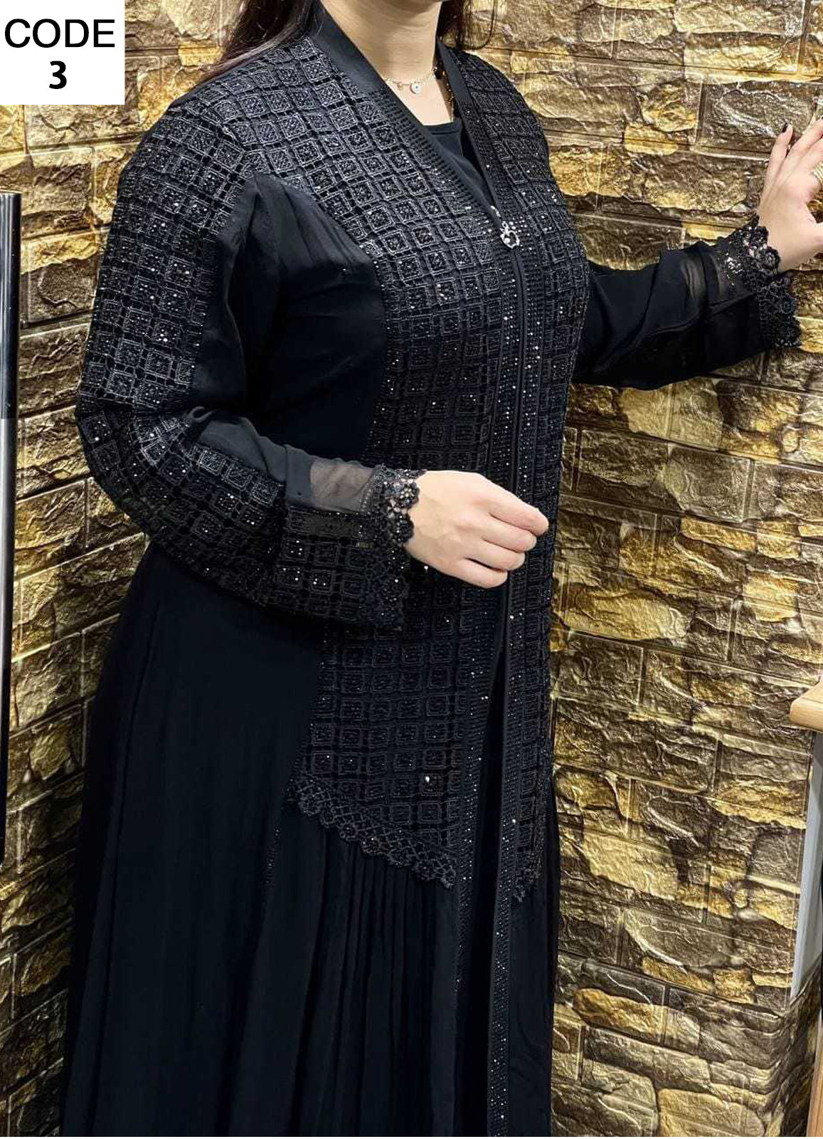 عباية خليجي سوداء حرير خروج حريمى كود 333222