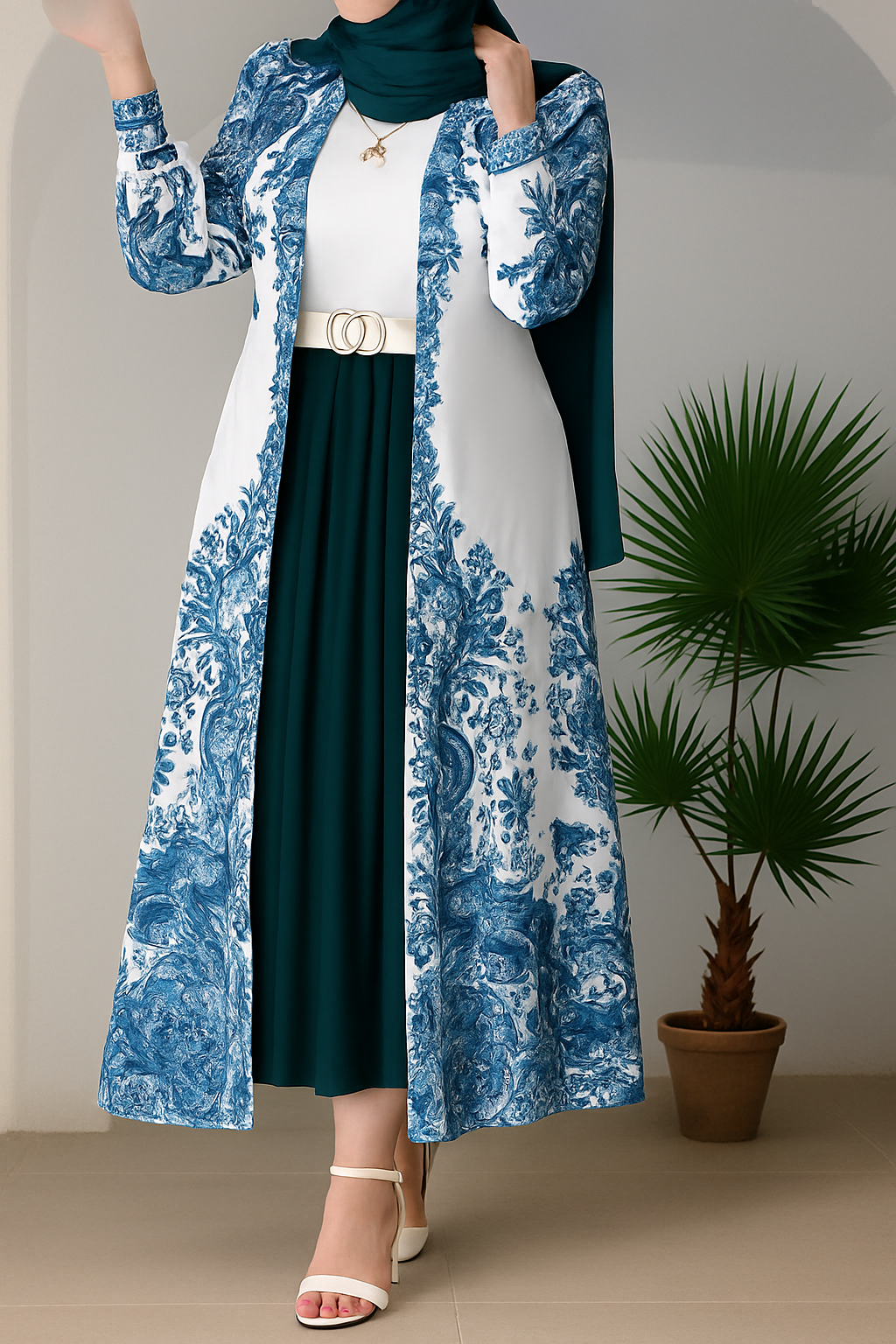 طقم خروج محجبات 4 قطعة حريمى كود 3044