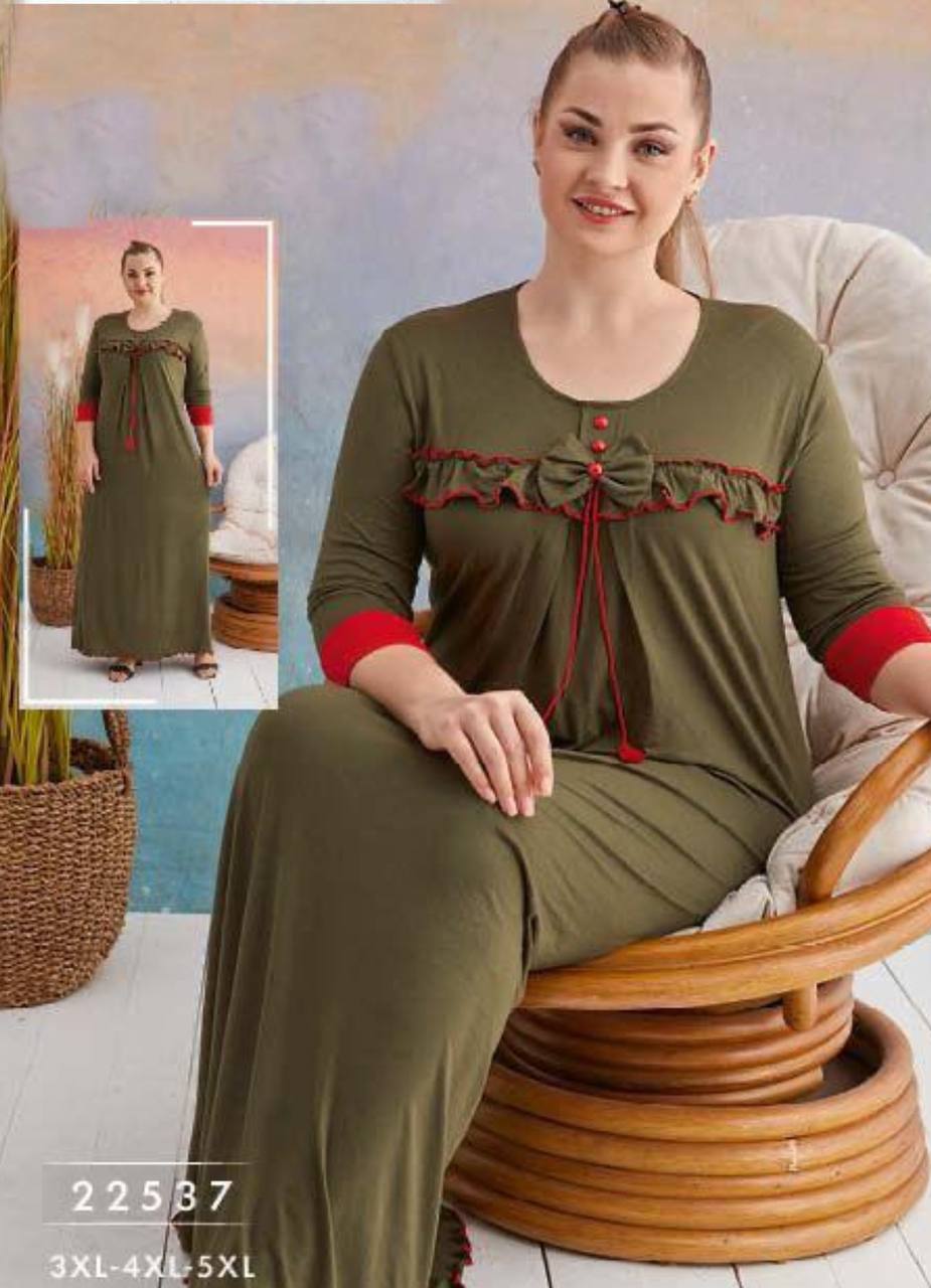 عبايه منزلي بيج سايز تركي لون زيتي صيفي 22537 من لبسي