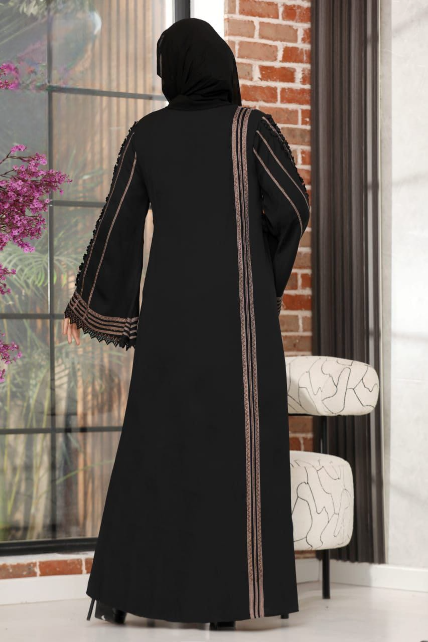عباية خليجي سوداء حرير خروج حريمى كود 815