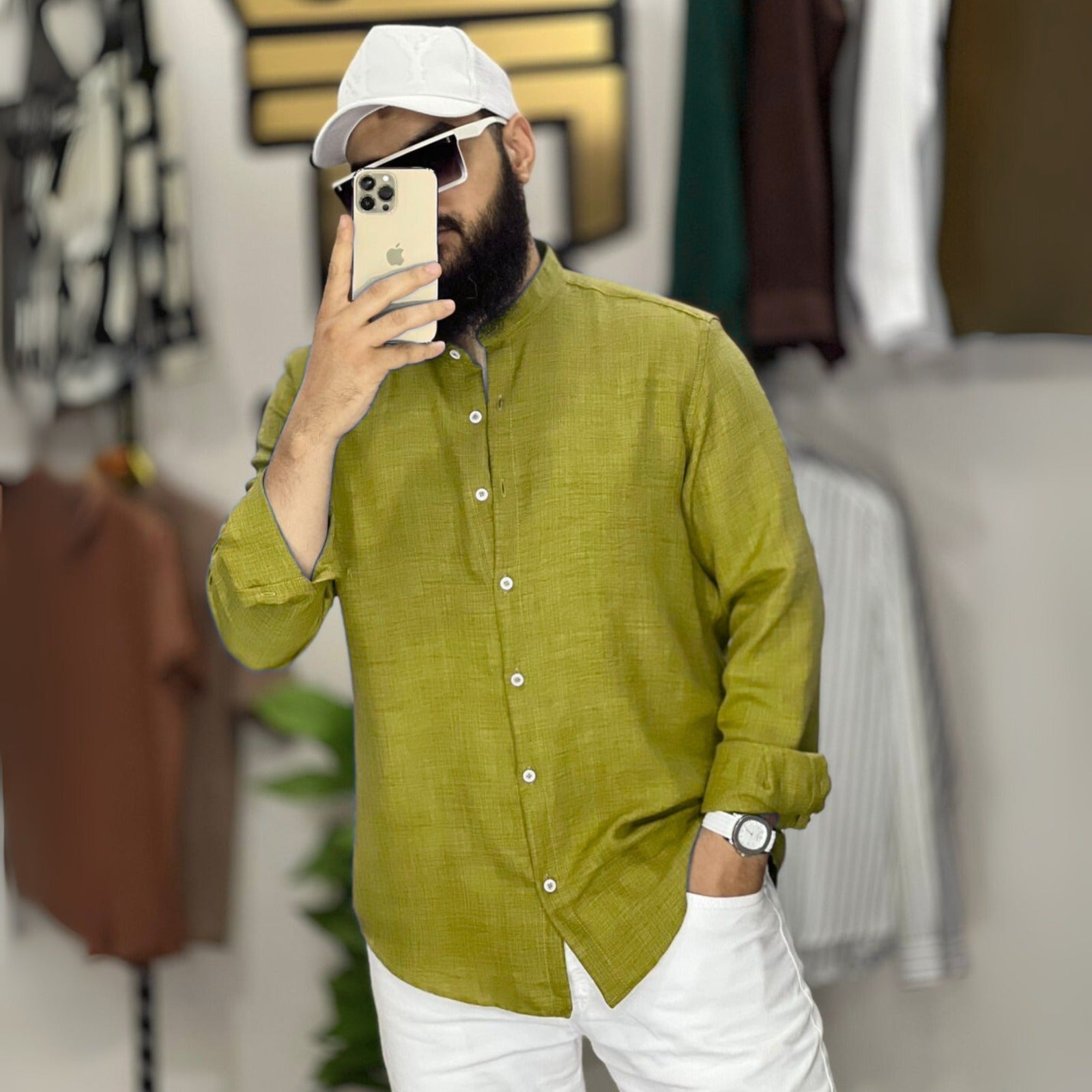 B1200 قميص رجالي كتان