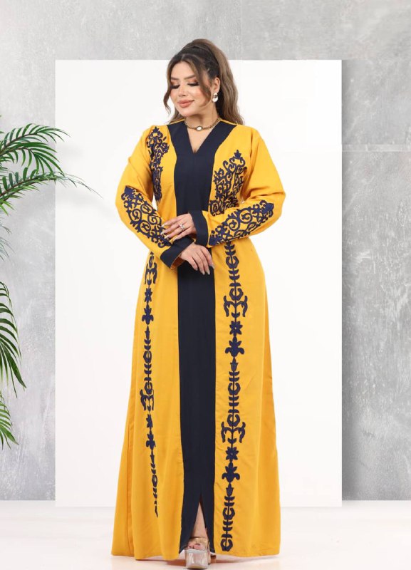 لون اصفر A100 عبايه منزلي كود