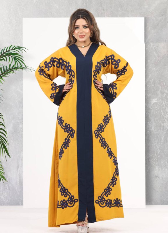 لون اصفر A102 عبايه منزلي كود