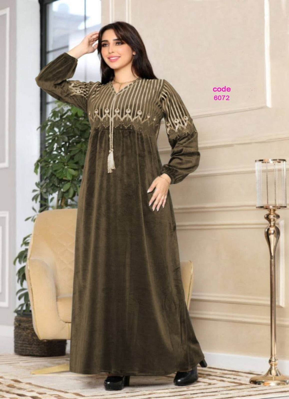 عباية بيتي شتوي قطيفة 6072