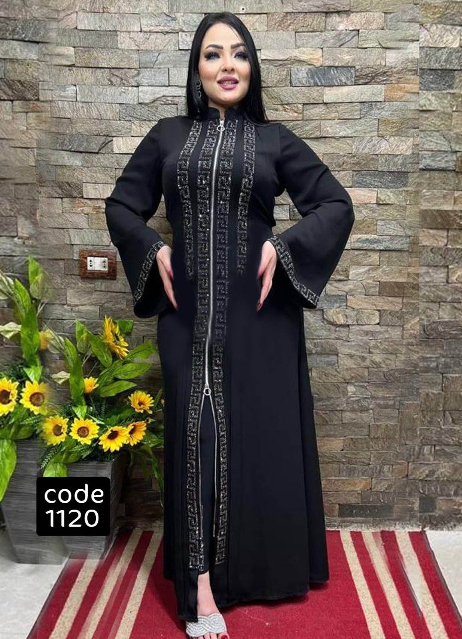 عباية خليجي سوداء حرير خروج حريمى كود 1120