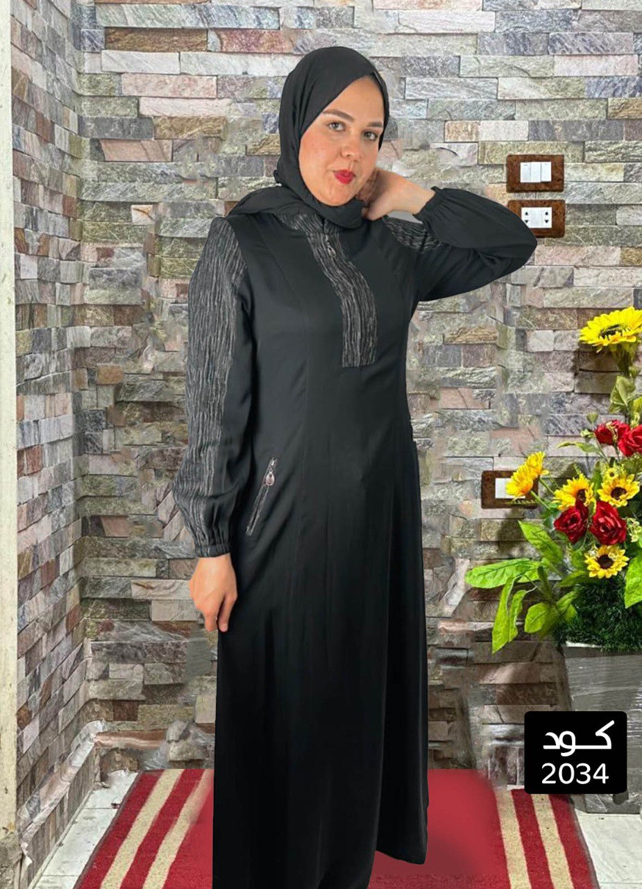 عباية خليجي سوداء حرير خروج حريمى كود 2034