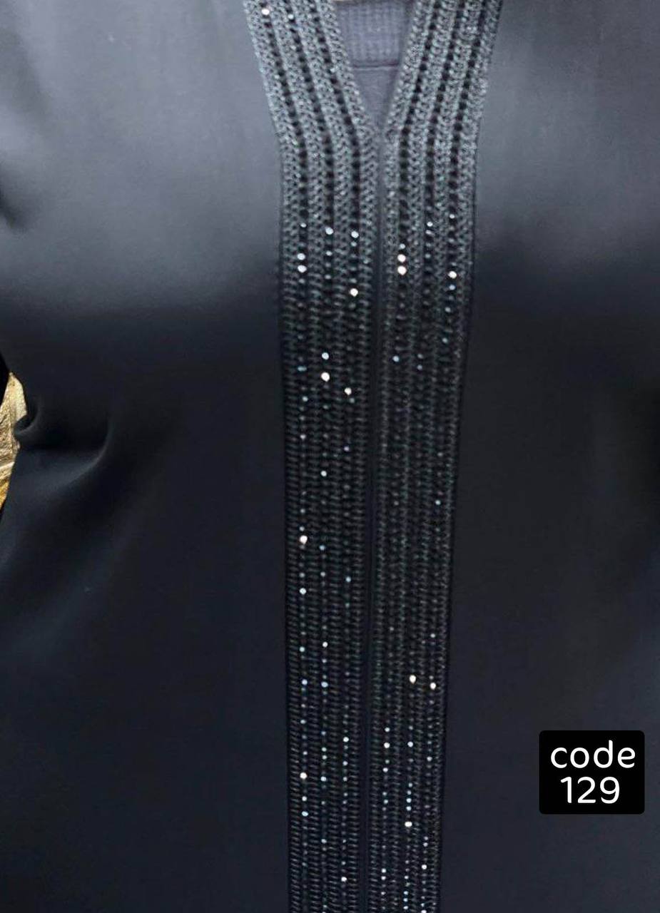 عباية خليجي سوداء حرير خروج حريمى كود 129