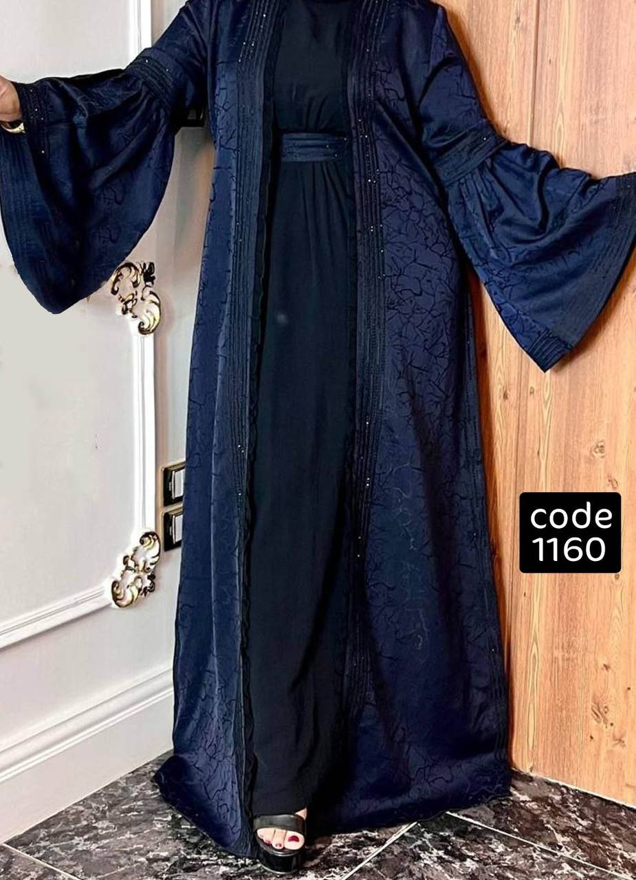 عباية خليجي سوداء حرير خروج حريمى كود 1160