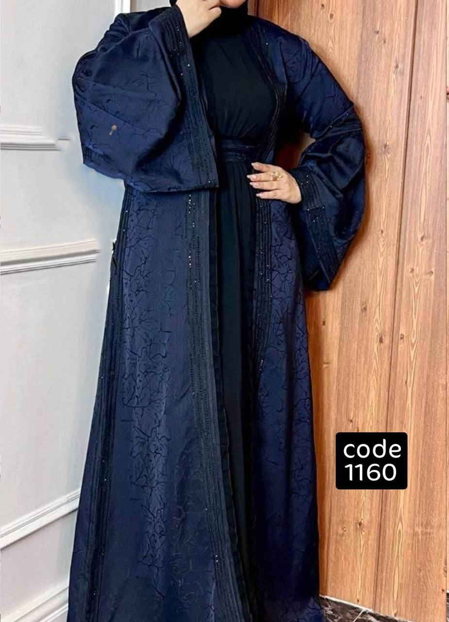 عباية خليجي سوداء حرير خروج حريمى كود 1160