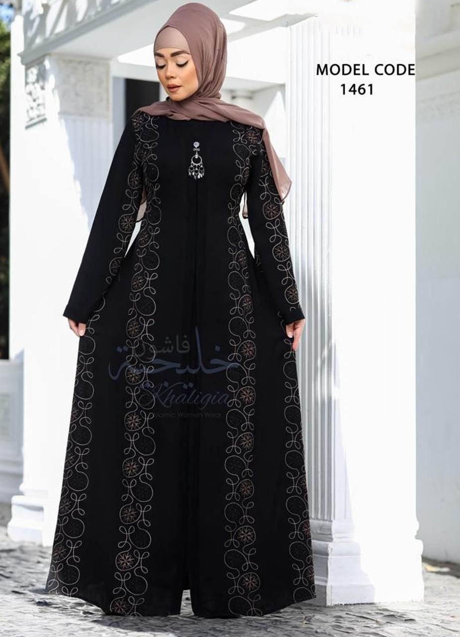 عباية خليجي سوداء حرير خروج حريمى كود 1461