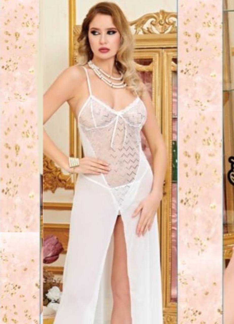 4735 لانجرى تركى شيفون فري سايز من لبسي