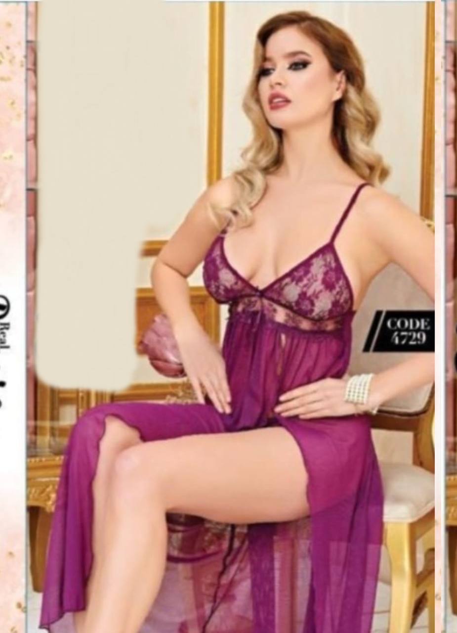 4729 لانجرى تركى شيفون فري سايز من لبسي