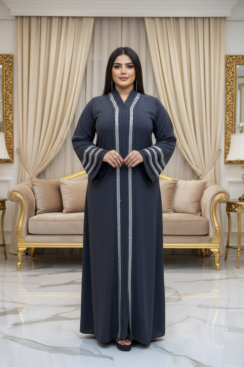 عبايه خليجي تطريز كمبيوتر حريمى كود 200