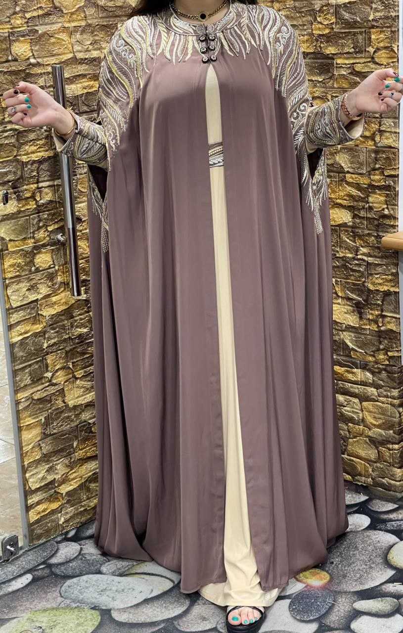 ملحفة كاب قطعتين حرير تطريز وهاندميد حريمى كود 700