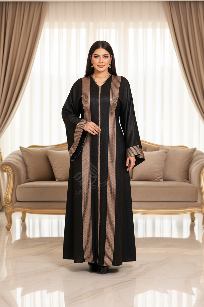 عباية خليجي سوداء حرير خروج حريمى كود 1160