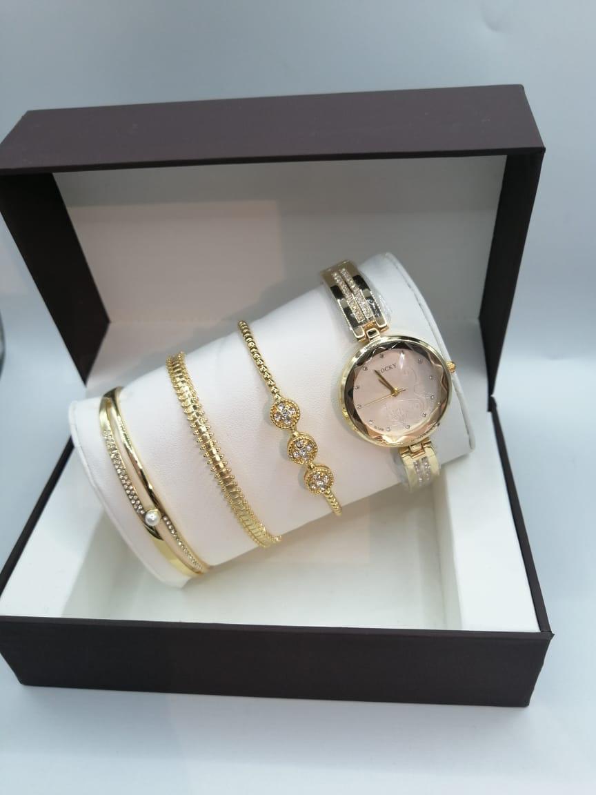 مقاومة للماء بضمان سنه R5067طقم ساعة حريمي