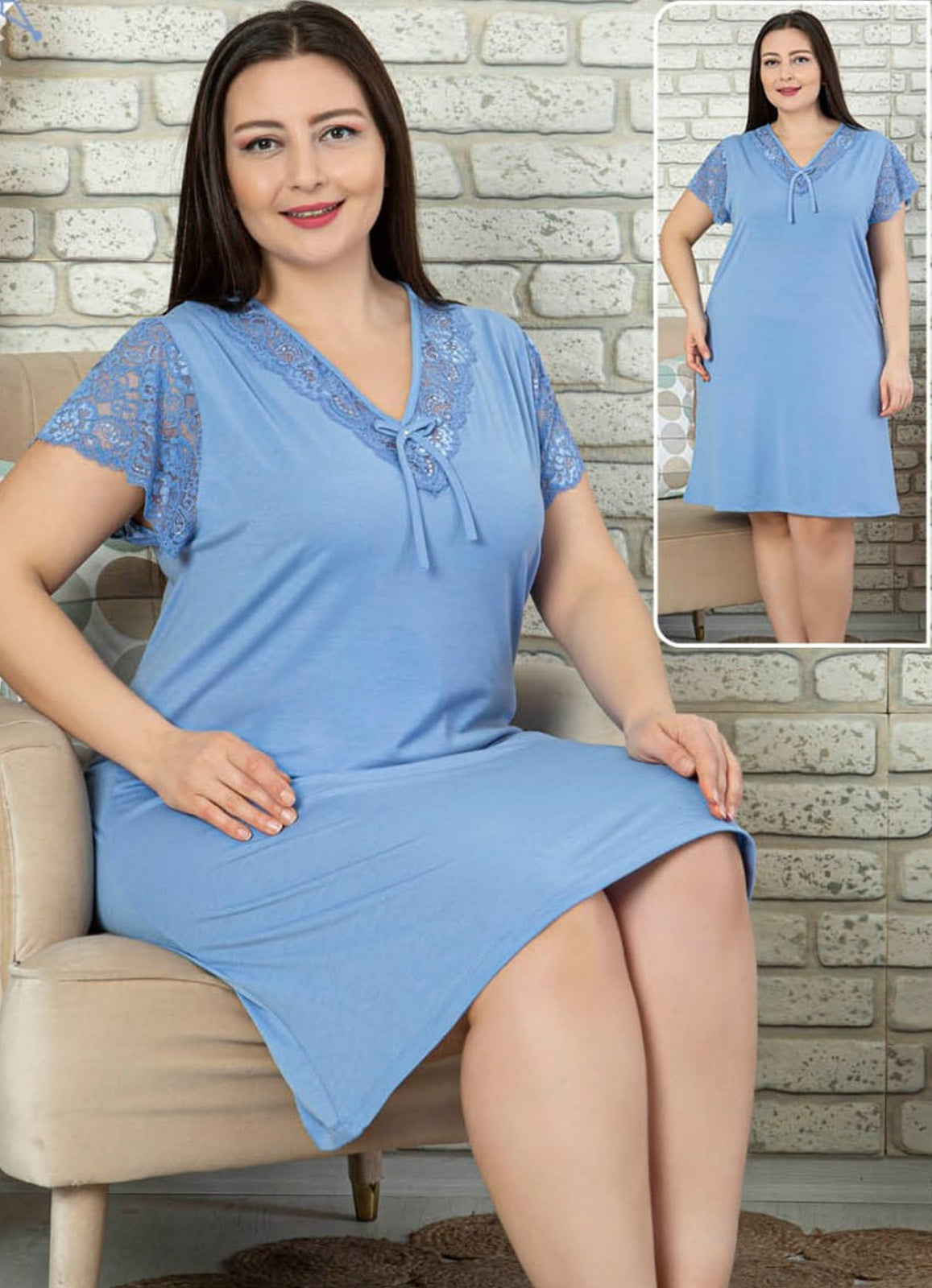 فستان منزلي تركي 45467 طويل صيفي