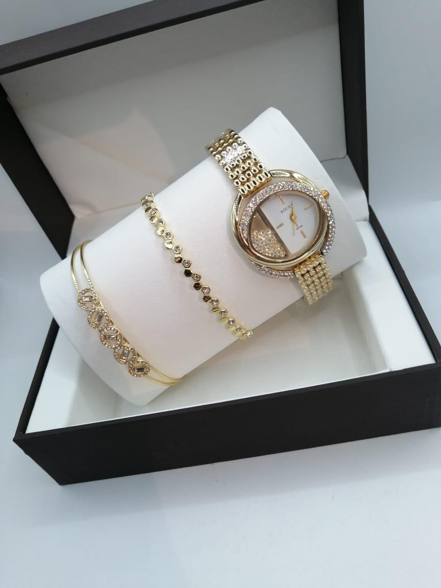 مقاومة للماء بضمان سنه R5050 طقم ساعة حريمي