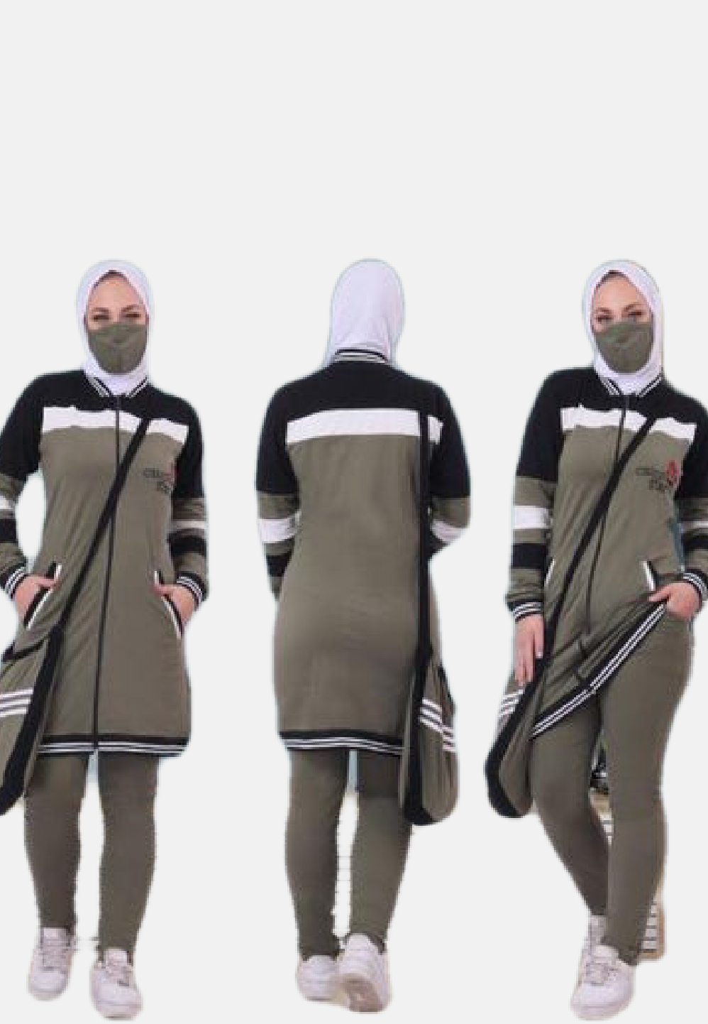 طقم محجبات كود 912 زيتي