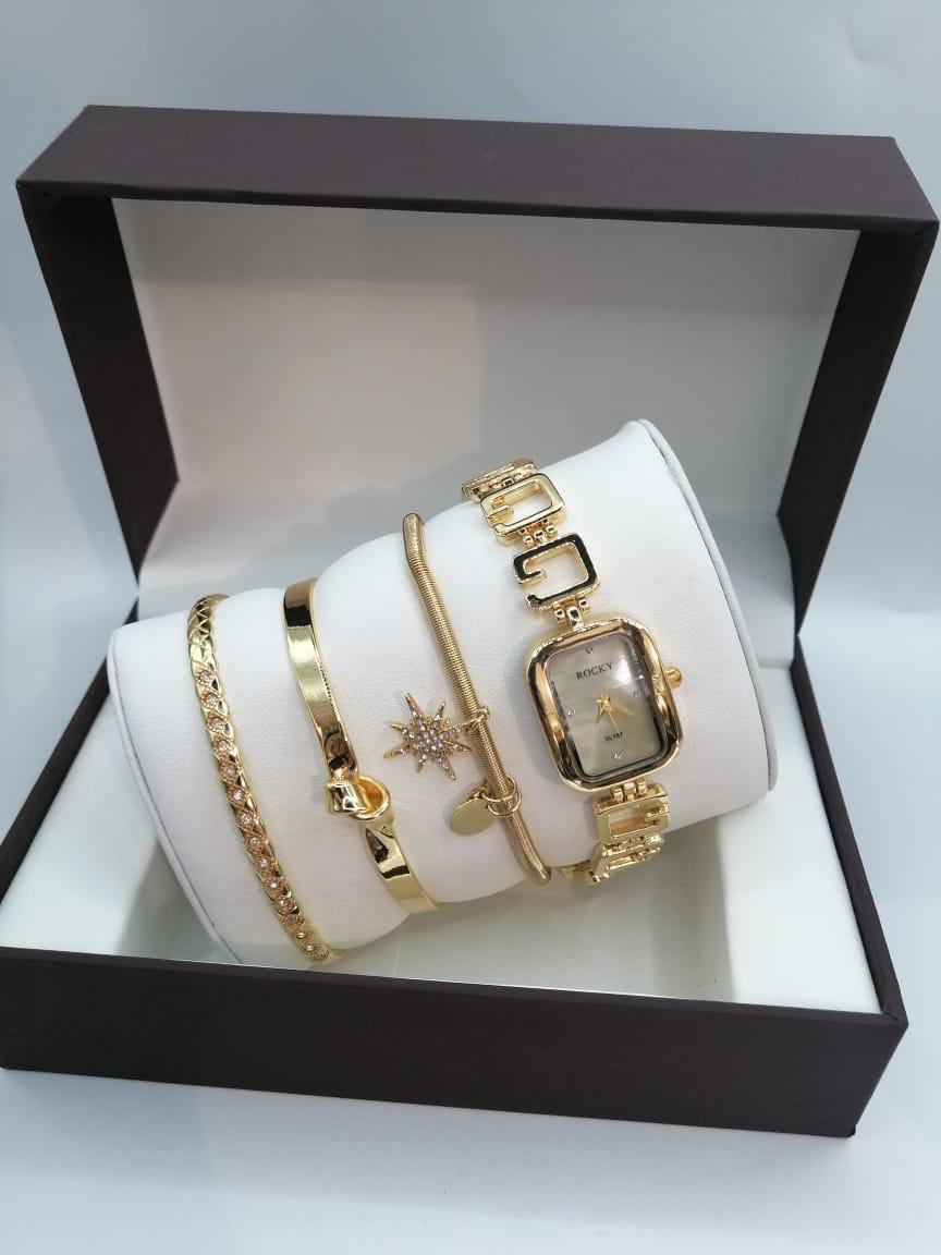 مقاومة للماء بضمان سنه R5043 طقم ساعة حريمي