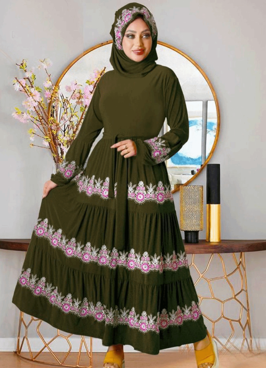 فستان محجبات 025 زيتي