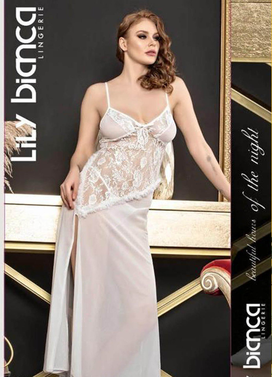 لانجيري ابيض تركي طويل شيفون مثير 1685 من لبسي