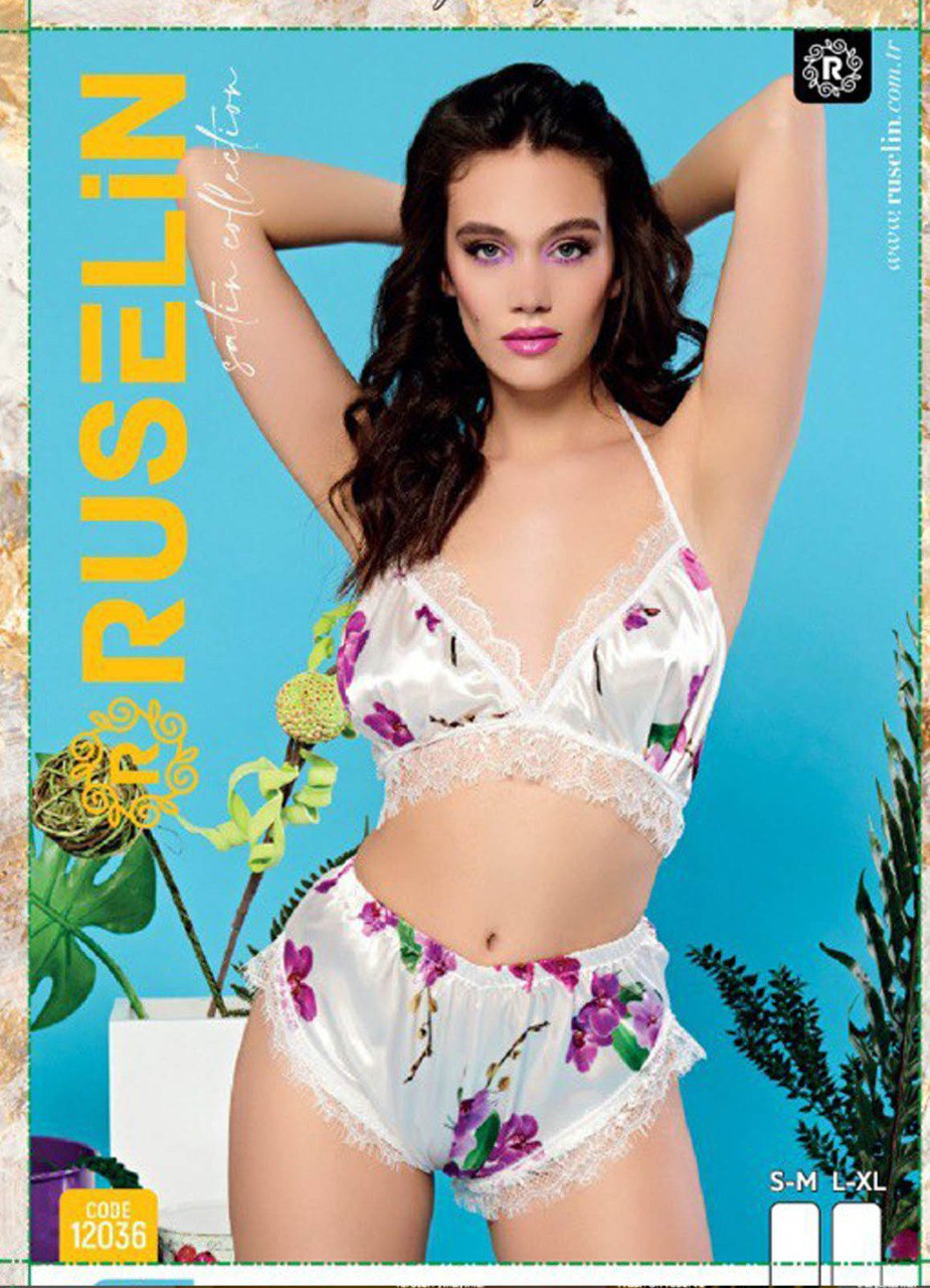 ﻻنجري تركي 2 قطعة ابيض ستان ناعم 12036 من لبسي