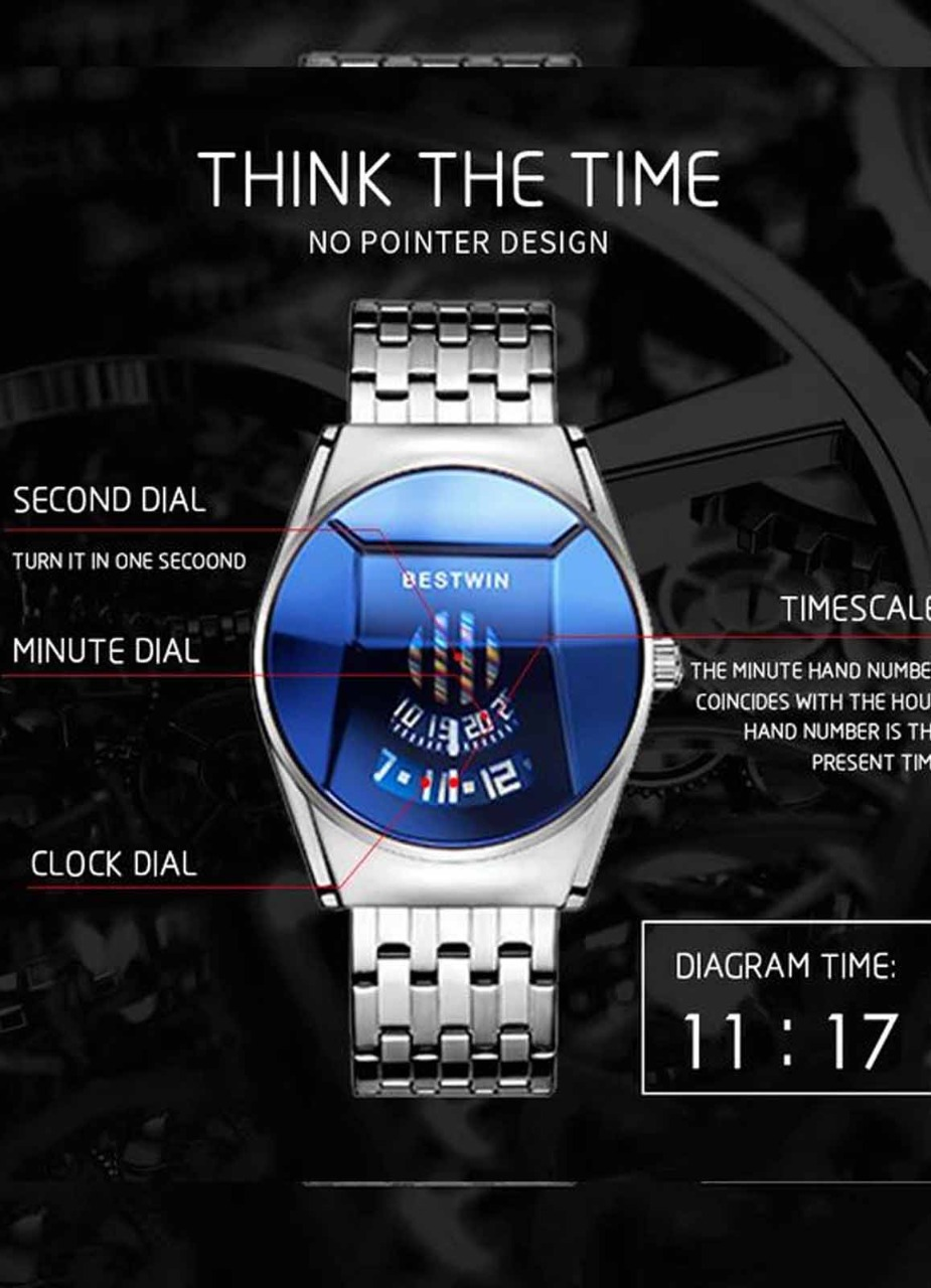 رجالي لون فضي R500 ساعة انالوج كوارتز