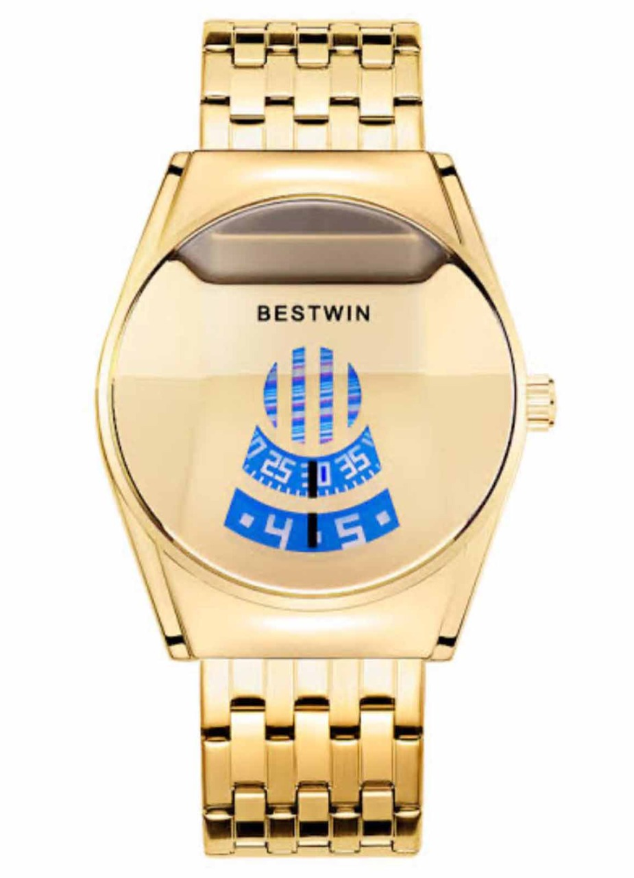 رجالي لون ذهبي R507 ساعة بستوين كوارتز