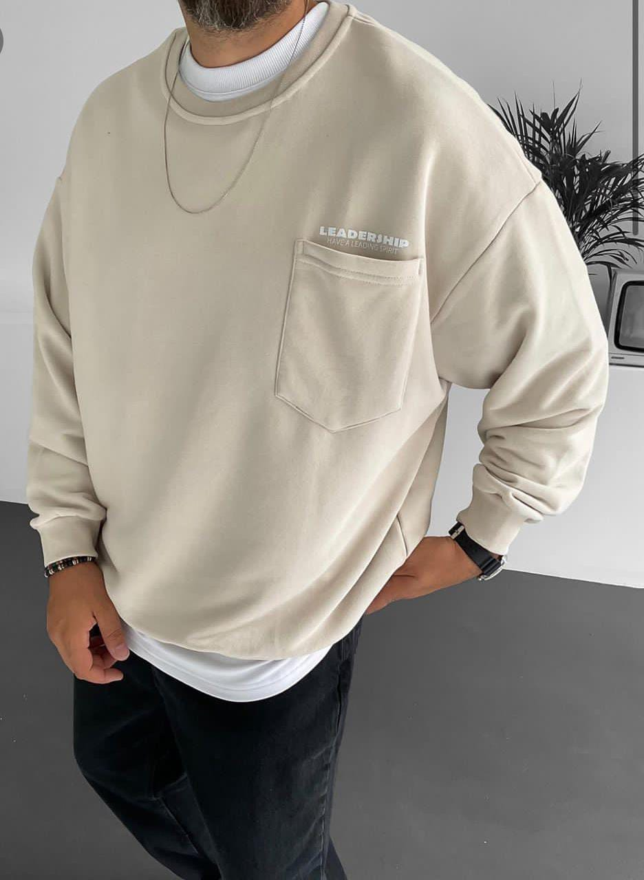 لون بيج مقاس لارج من لبسي H206 هودي رجالي شتوي