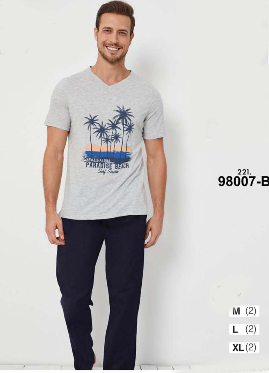 بيجامة تركي 2 قطعة رجالي 98007 من لبسي