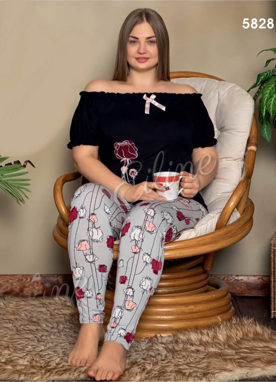 بيجامة اسود 2 قطعة 5828 من لبسي