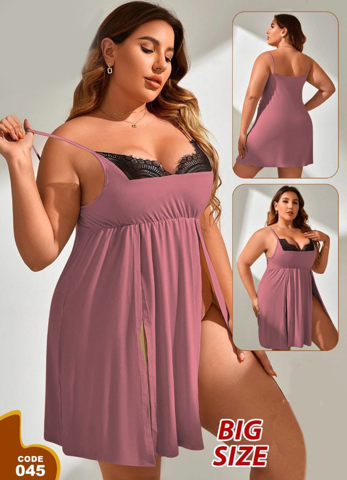 045 لانجرى شيفون بيج  سايز كود