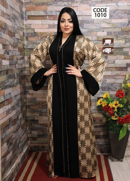 عباية خليجي سوداء  حرير خروج حريمى كود 1010