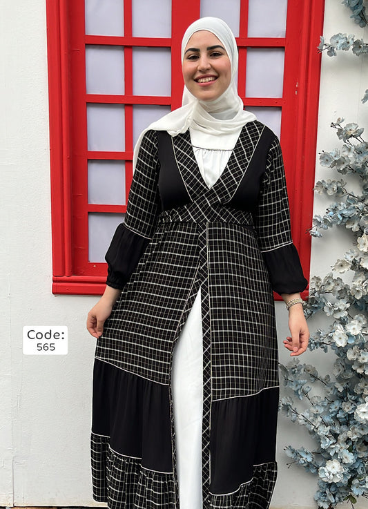 عباية خليجي حرير اسود خروج حريمى كود 565