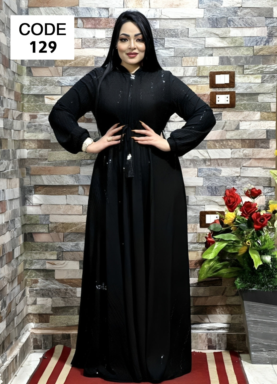 عباية خليجي سوداء  حرير خروج حريمى كود 1290